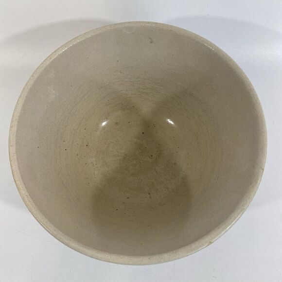 Vtg RRP ROSEVILLE OHIO POTTERY STONEWARE MIXING BOWL Blue Stripes 10” Farmhouse - Picture 5 of 11